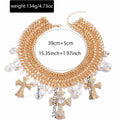Pearl cross necklace wholesale european and american cross-border accessible luxury niche jewelry metal collar exaggerated clavicle chain for women