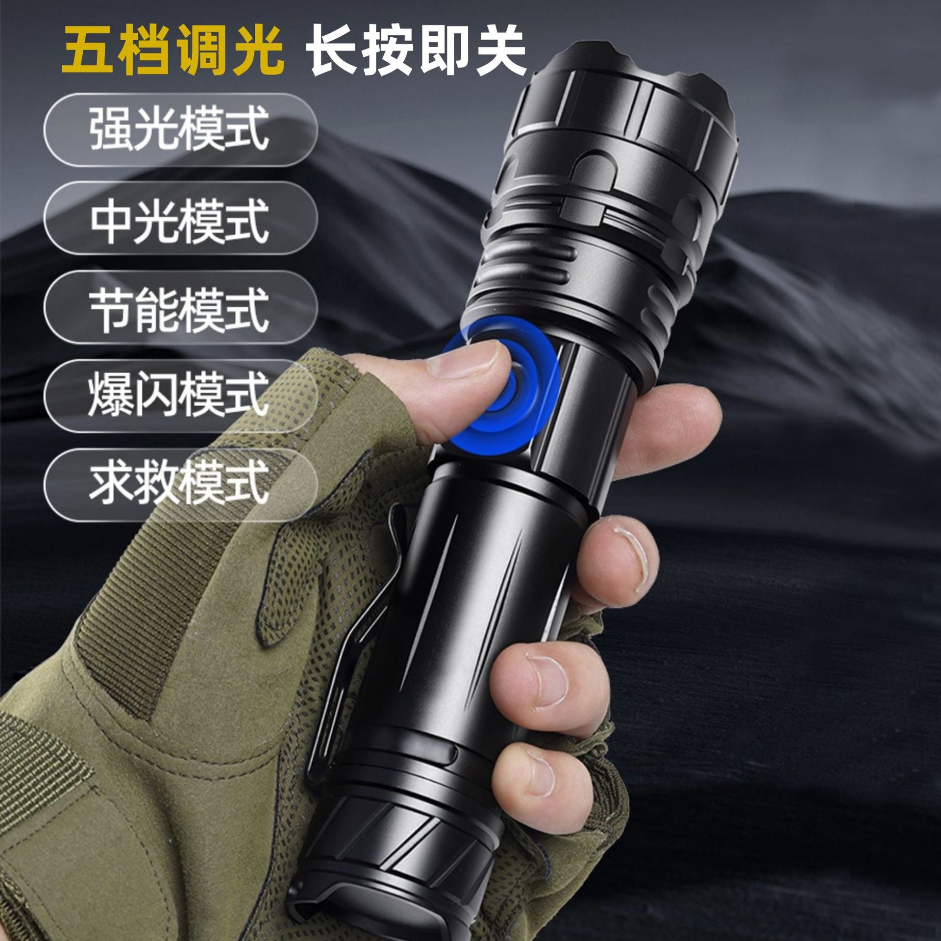 Cross-border explosive strong light flashlight type-c charging outdoor super bright remote light telescopic zoom flashlight wholesale