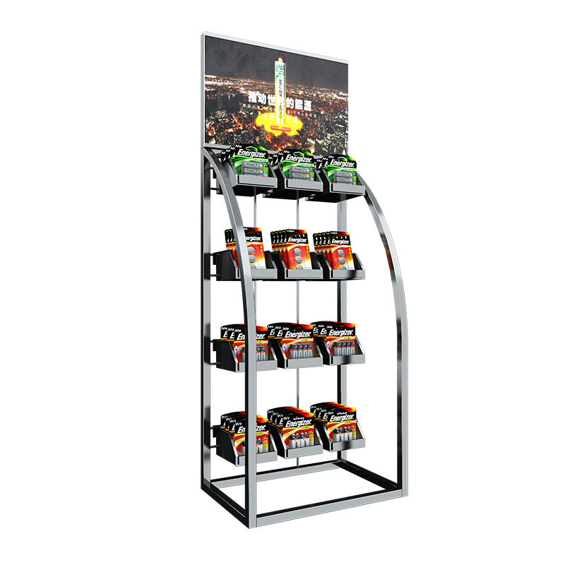 Customized shelves, snacks, supermarkets, general merchandise display racks, oil lubricating oil display racks, metal iron racks, rotating beverage racks
