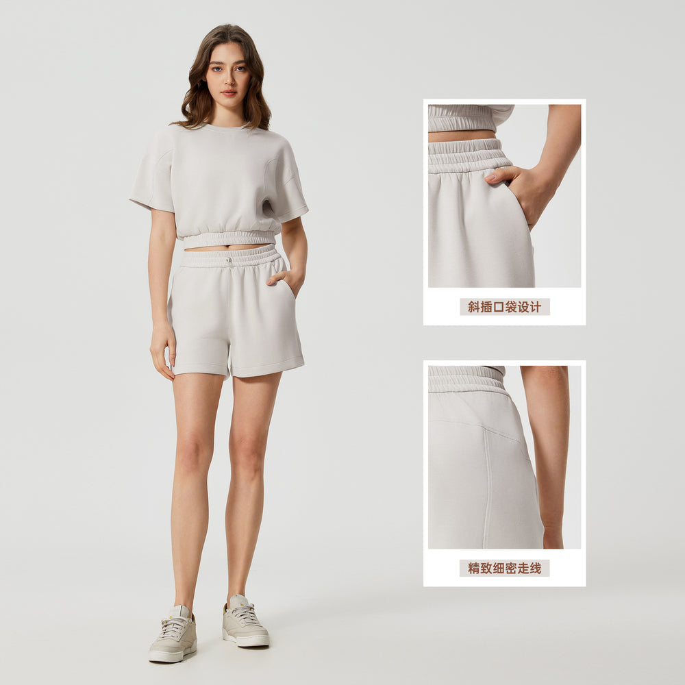 New summer high-waisted loose fit running shorts women's air layer casual versatile fitness yoga pants d25023