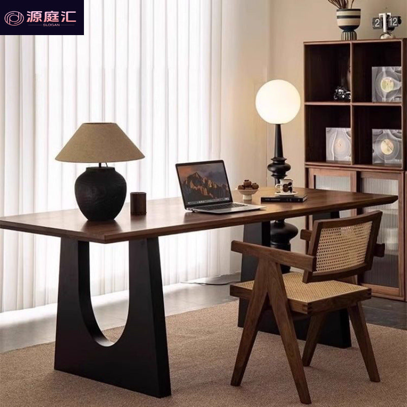 Walnut solid wood dining table long table chair desk workbench for home large board all-in-one conference desk
