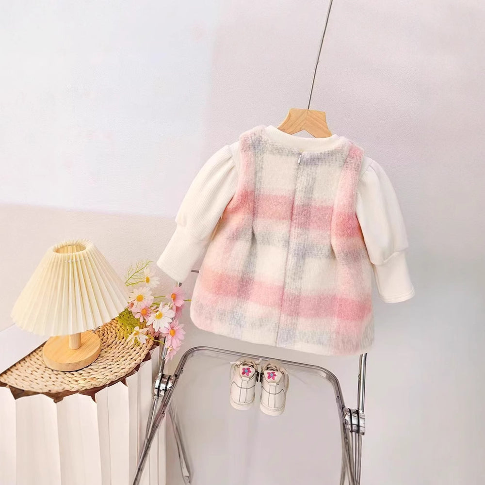 Girls' fleece-lined dress - new autumn/winter collection: cute, sweet, and stylish fleece dress for girls