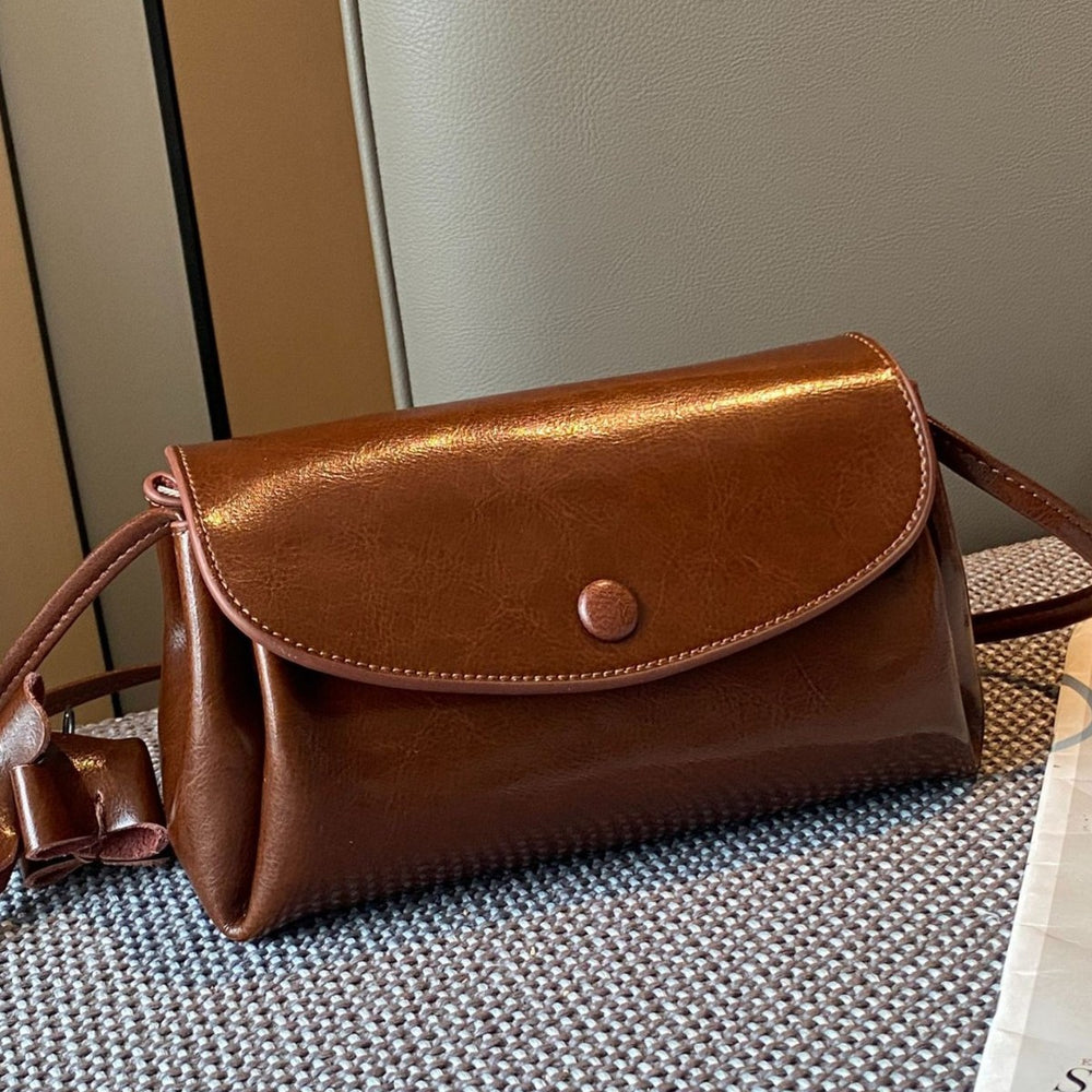 genuine leather women's bag crossbody bag fashioneasiest for match small bag cowhide shoulder bag girls classy sense oil wax leather bag