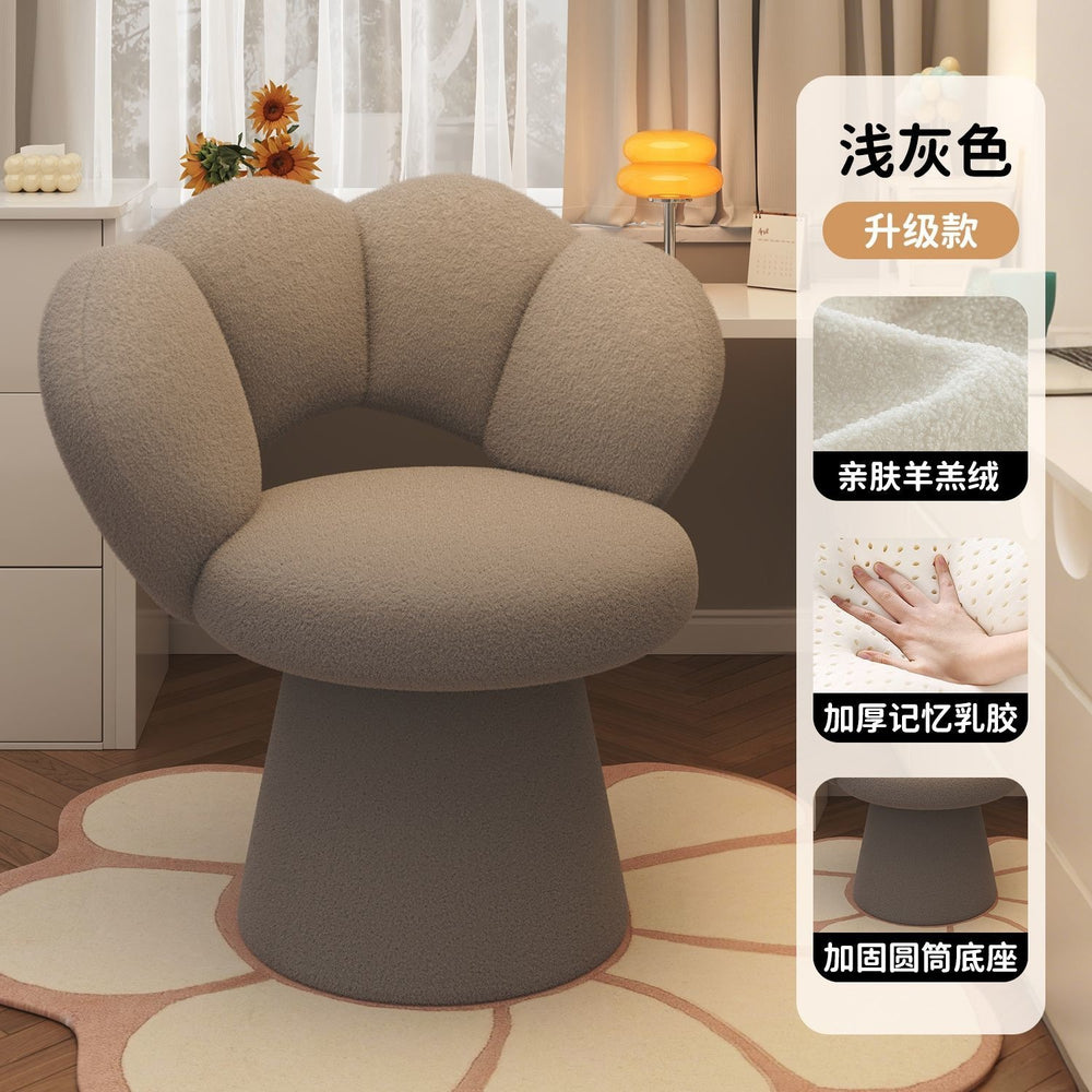 Luxury makeup vanity chair for women - high-end bedroom vanity stool with backrest, rotating nail art chair for home use