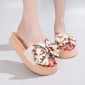5cm thick sole popular bowknot slippers women's summer outwear soft sole non-slipfashion fairy style flip flops
