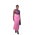 European and american cross-border women's fashion:  autumn new sleeveless round neck slim-fit patchwork long elegant dress