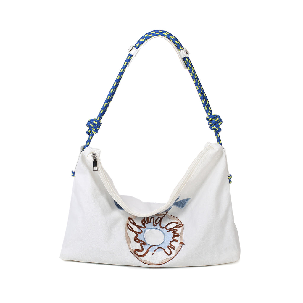 Canvas bag Street trend Personality fashion Student shoulder bag Large capacity tote bag Embroidered versatile canvas bag New