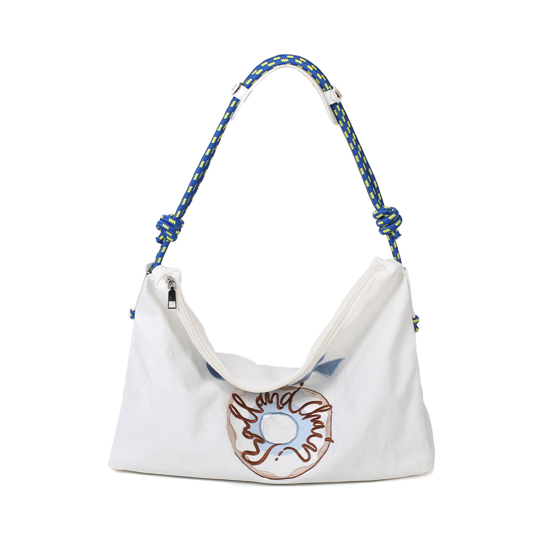 Canvas bag Street trend Personality fashion Student shoulder bag Large capacity tote bag Embroidered versatile canvas bag New