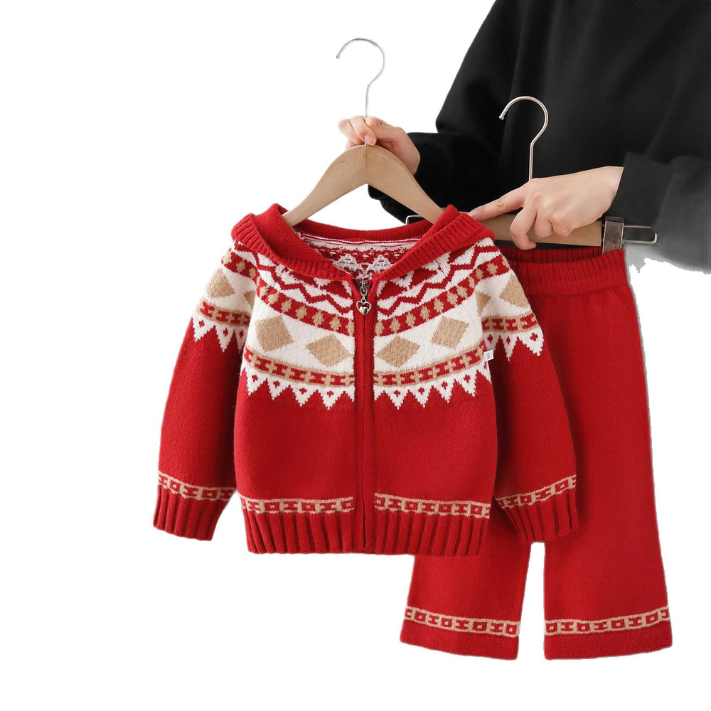 Kidssweater fair island sweater christmas wear sweateroutwear women's fall and winterloose lazy cardigan hooded suit