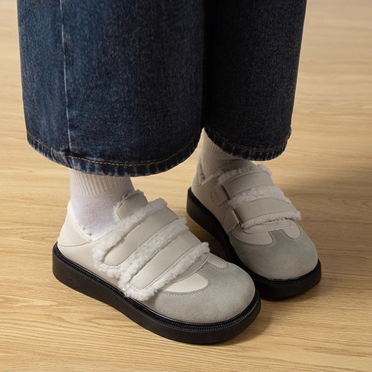 2026 fall/winter new retro fashion versatile velcro birkenstock-style flat comfort soft sole casual cotton slippers for women