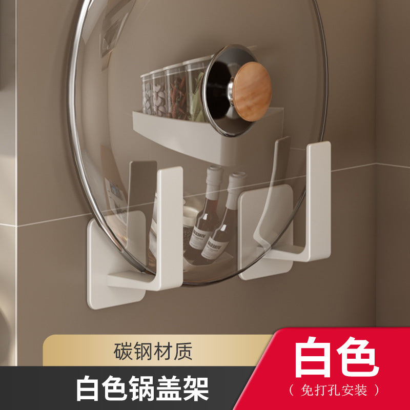 White Kitchen Shelf Wall Mounted No Punching Household Knife Holder Seasoning Cutting Board Cutting Board Storage Seasoning Shelf