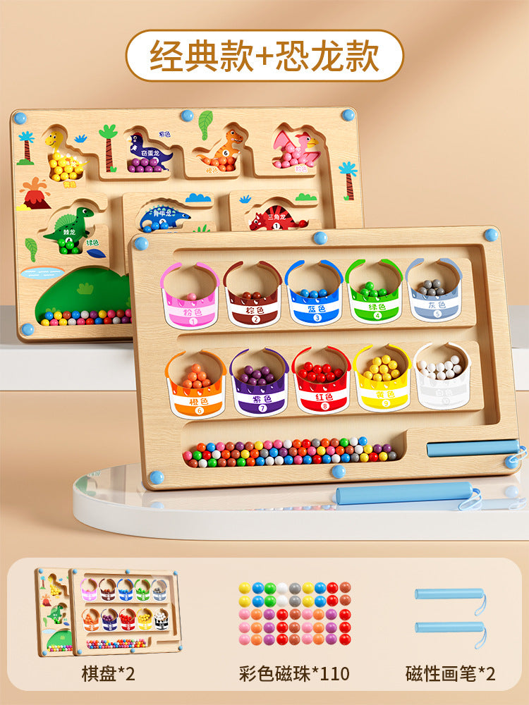 Magnetic maze toy with rolling beads - number maze for kids, fine motor skills, logic & reasoning, focus training game for toddlers & preschoolers