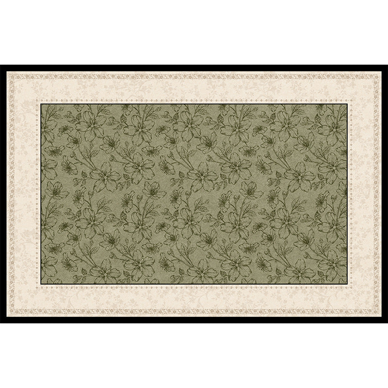 French retro green carpet - living room, stain-resistant, easy to clean, sofa & coffee table, soundproof, thickened floor mat, bedroom, high-end feel