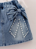 Children's clothing shein cross-border girlsuitwhitesweatshirt+blue skirtsuit
