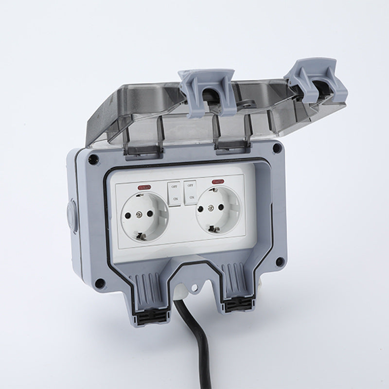 Two-position lamp with switch with wire German two-position European standard German outdoor rainproof socket splash-proof box household