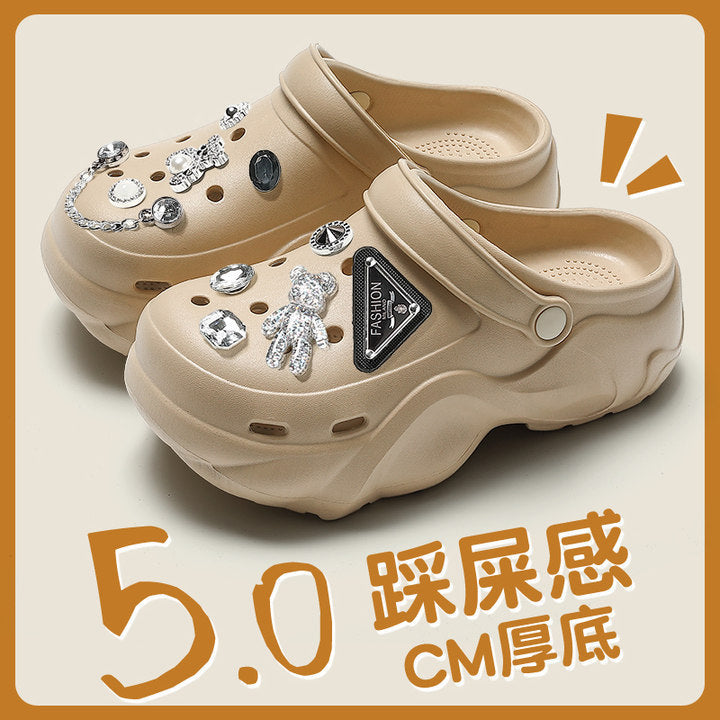 Women's clogs summer outdoor wear 2026 new eva beach seaside non-slip anti-odor thick sole height increasing sandals
