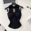 Sexy ring detail cami top - women's summer outerwear, slim fit, commute style, sleeveless top - new  inner layer