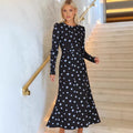 Women's summer dress - sweet & sophisticated bubble sleeve mori girl style - gentle, fresh, round neck, cinched waist, chiffon floral dress