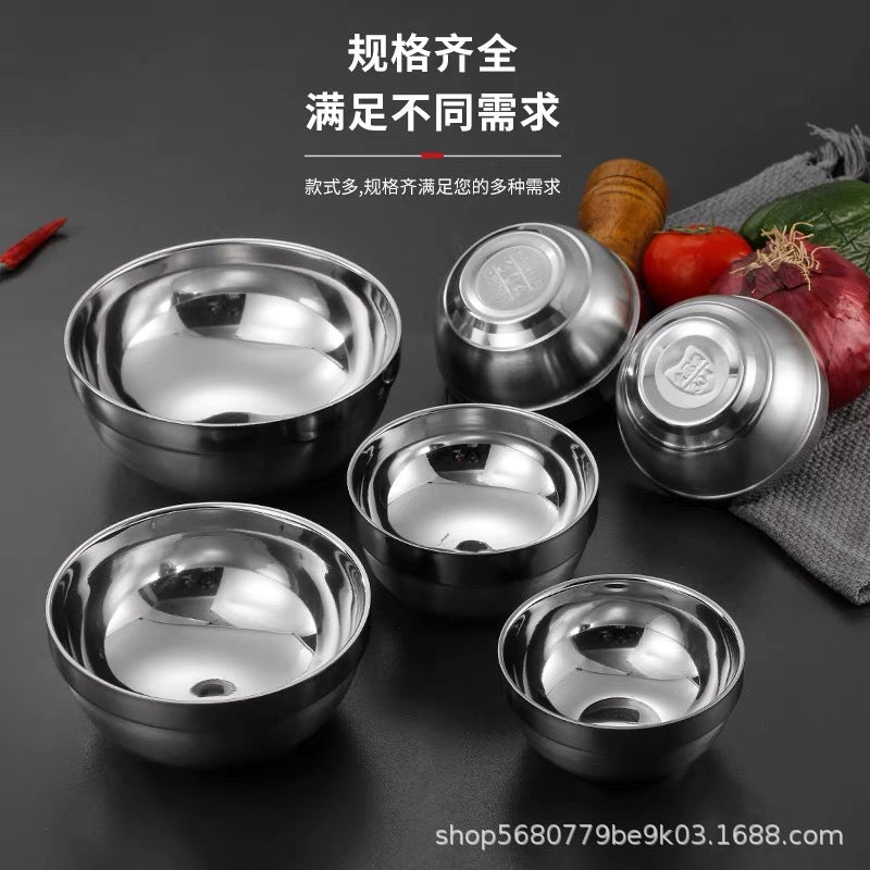 304 stainless steel bowl, platinum bowl, ramen bowl, children's insulated soup bowl, thickened soup bowl for school cafeterias