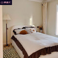 Cashmere fabric bed accessible luxury master bedroom double bed small apartment modern casual princess bed scandinavian style grids soft bed