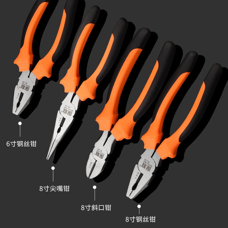 Tiger pliers, wire pliers, 6 electricians, 8inch needle nose pliers, diagonal nose pliers, multi-functional industrial grade hand pliers tools