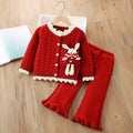 Girls' knit sweater set - new  collection: cardigan & skirt outfit with oversized collar