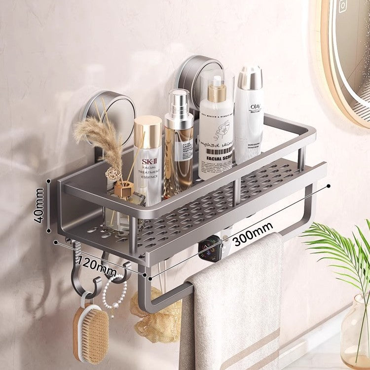 Suction cup shelf - wall mounted, no drilling required - bathroom & toilet organizer for vanity, washroom, and restroom