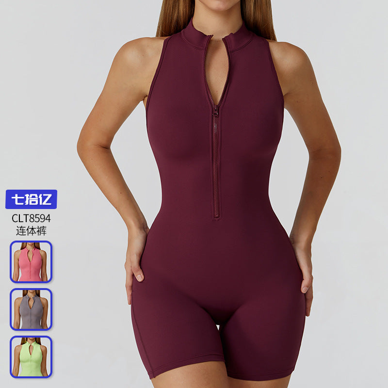 Spring high-intensity workout backless yoga bodysuit - zipper, barely-there feel, butt-lifting, tight-fitting gym suit for women 8594