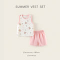 Baby summer suit thin baby clothes boys and girls outing jacquard separatespure cotton vest shorts kids