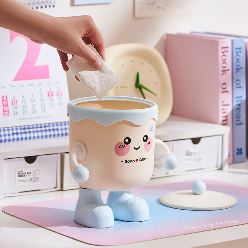 New arrivalcute desktop trash can mini small sundries storage tube student dormitory office covered trash basket