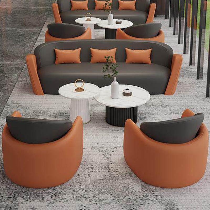 Sales office reception sofa, dessert shop, coffee shop sofa, coffee table combination, company business reception sofa, round table