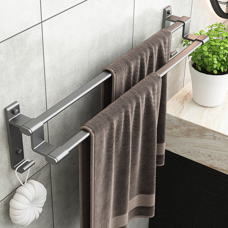 Punch-free towel rack space aluminum multi-layer bath towel rack bathroom gun gray towel rack bathroom wall hanging rod