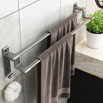 Punch-free towel rack space aluminum multi-layer bath towel rack bathroom gun gray towel rack bathroom wall hanging rod
