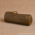 Hot-selling retro genuine leather stationery pencil case, top grain crazy horse leather handmade coin purse, student stationery organizer