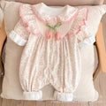 Baby clothes spring and autumn newborn baby girl one-piece double layer outing cute princess hundred days outwearwinter rompers