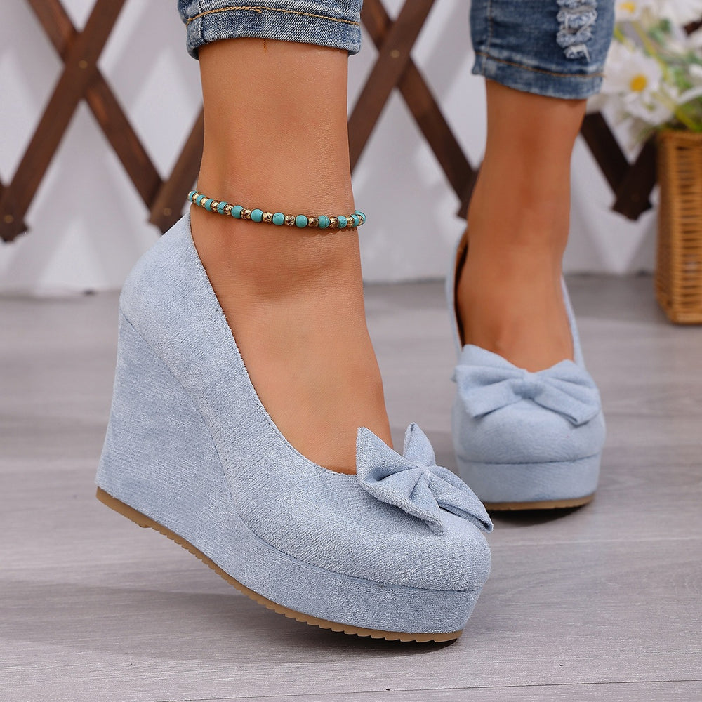 export plus size spring/autumn round toe suede fashion flats women's spring/autumn new waterproof platform wedge heel chunky sole flats