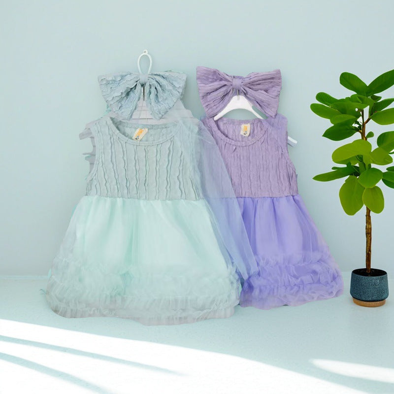 Girls' summer dresses  new styles: chic kids' clothing, summer mesh princess dress, baby girl summer skirt