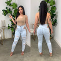 European and american export jeans -  women's fashion hot girl sexy side eyelet tie-up distressed stretch jeans