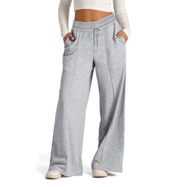 Cross-border e-commerce  2024 European and American women's tether solid color waist fashion wide-leg casual trousers