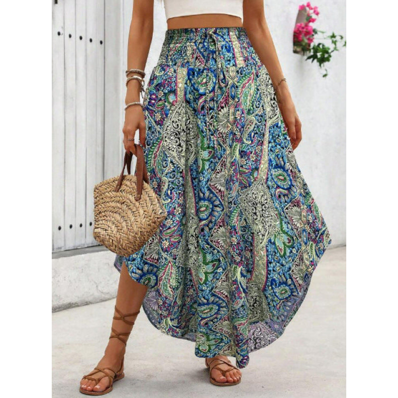 Shipped: hot-selling european and american cross-border style, new spring/summer bohemian ethnic print a-line casual dress