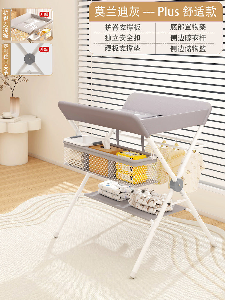 Changing table - foldable multifunctional baby care station for diaper changing, newborn bathing, massage, and touching