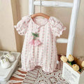 Newborn baby summer outfit set: lightweight summer clothes for baby girls, princess short-sleeve gauze romper, pure cotton summer wear