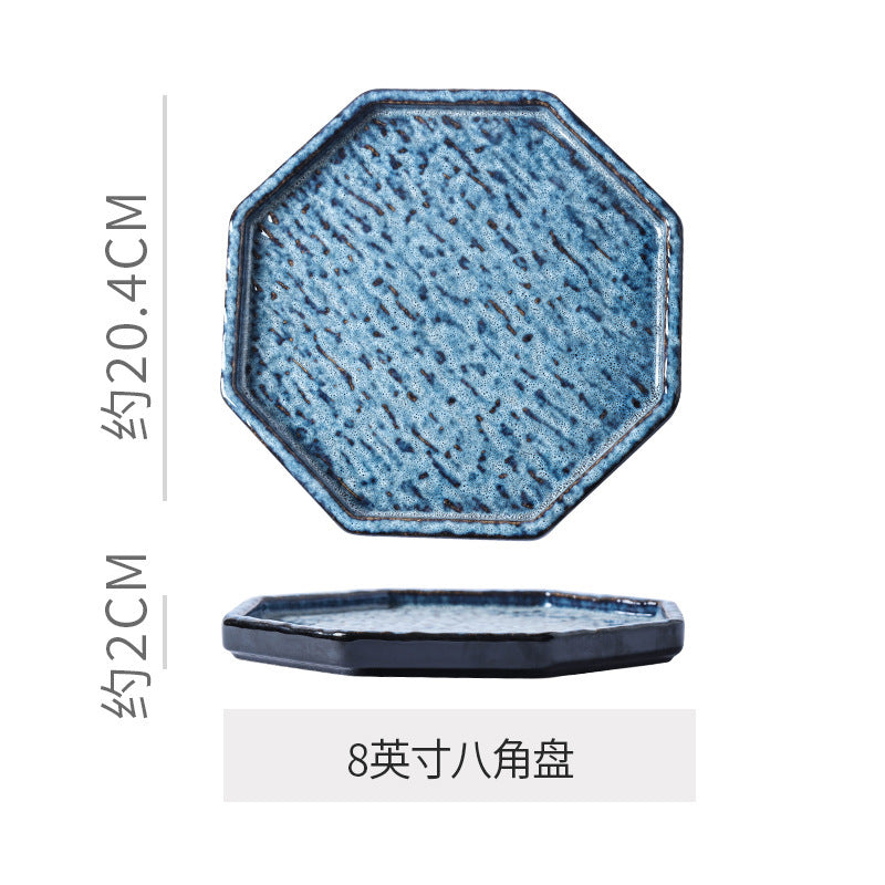 Japanese retrostylish bowls and plates hotel tableware combination kiln ceramic western dinner plate sushi plate steak plate suit