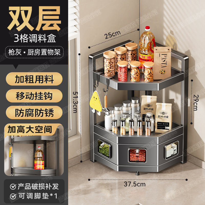 Kitchen Countertop Seasoning Shelf Household Multifunctional Seasoning Oil Salt Sauce Vinegar Storage Box Seasoning Storage Shelf