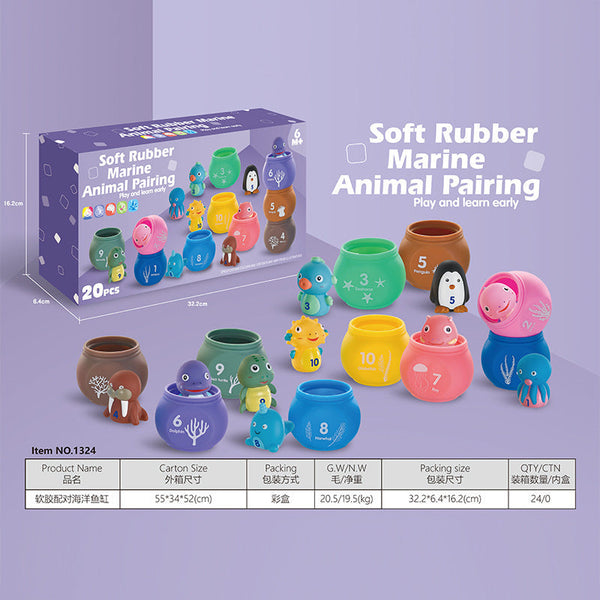 Cross-border export  baby soft rubber splicing animal matching toy children's pattern digital matching finger puppet