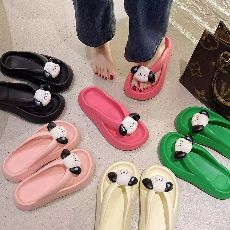 Thick sole flip flops cute slippers for women outwearsummer2023new arrivalpopular home stepping on shit feeling beach slippers wholesale