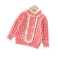 Girls' knitted sweater two-piece set,  autumn/winter new arrival, houndstooth pattern, little girl's cardigan and knit sweater outfit