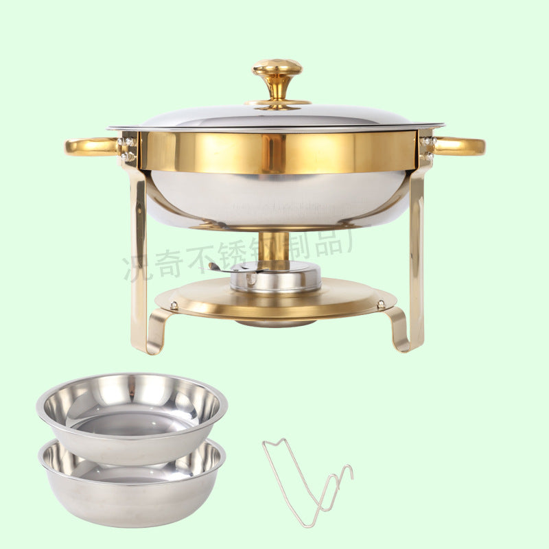 5qt stainless steel gold round furnace insulation buffet furnace suitchafingdishbuffetsetcross-border