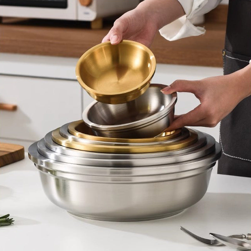 Korean stainless steel multi-purpose basin and bowl for home hot pot basin thickened soup basin cold basin kitchen large egg washing basin
