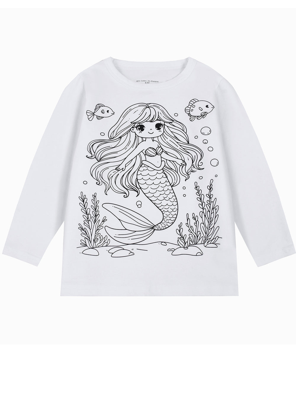 Unique diy fun graffiti hand-painted coloring mermaid design 95% cotton spring/autumn american style girls' long-sleeve t-shirt